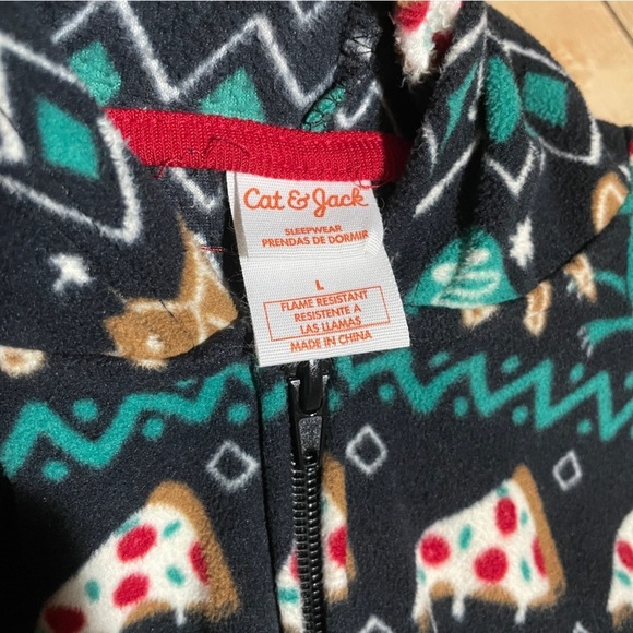 Cat & Jack, Christmas union suit w/hood, boys size large, navy multi colors - Picture 5 of 6